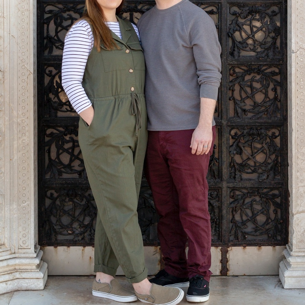 Olive green utility jumpsuit